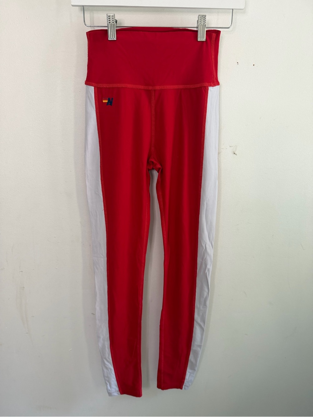 Aviator Nation x Year of Ours Sport Track Leggings Red White AV Rainbow - Size M